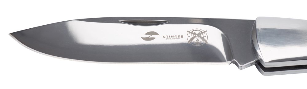 Нож складной Stinger, 104 мм (серебристый), рукоять: сталь/дерево (серебр.-корич.), коробка картон_3