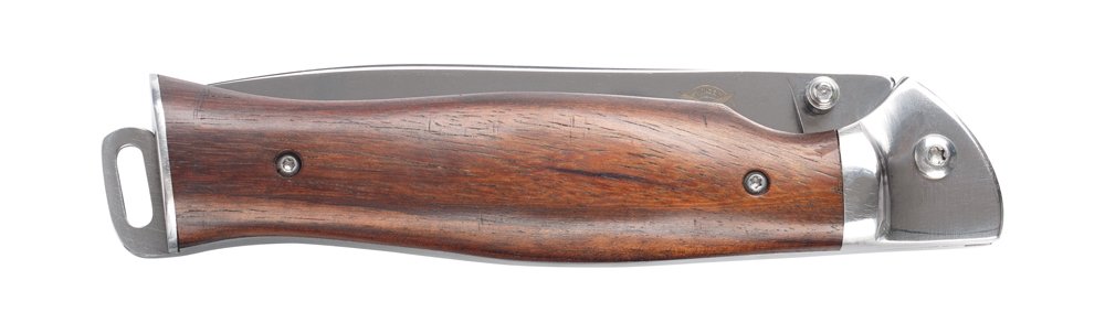 Нож складной Stinger, 105 мм (серебристый), рукоять: сталь/дерево (серебр.-корич.), коробка картон_1