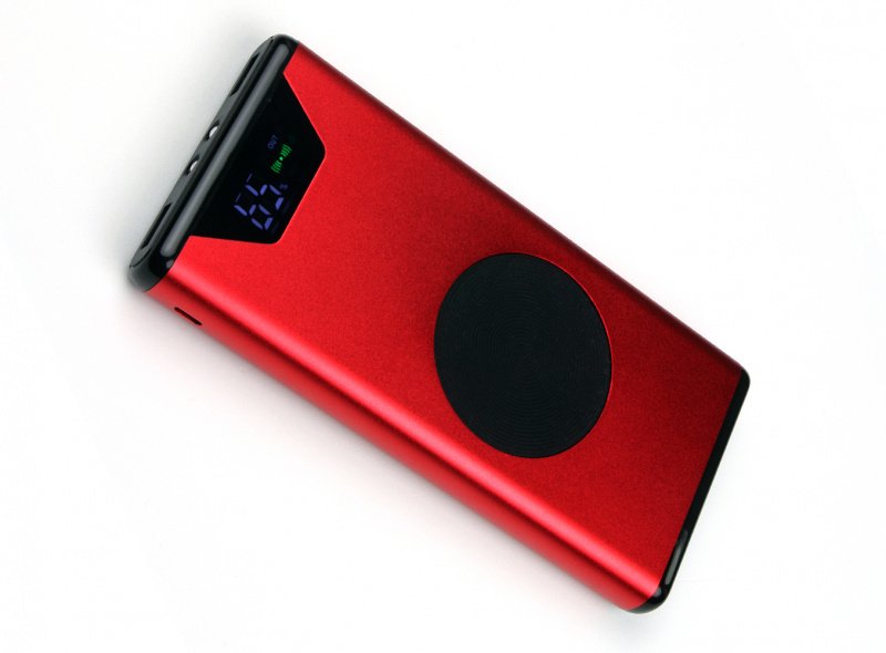 PBM_Wireless02 Беспроводное зарядное устройство PBM_Wireless02_ 10000  ёмкость 10000 mah, c цифровым индикатором, металлический корпус прямоугольной формы формы, красный_2
