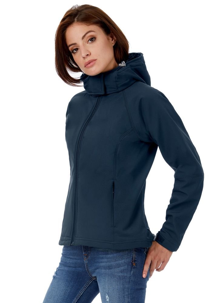Куртка женская Hooded Softshell темно-синяя_7