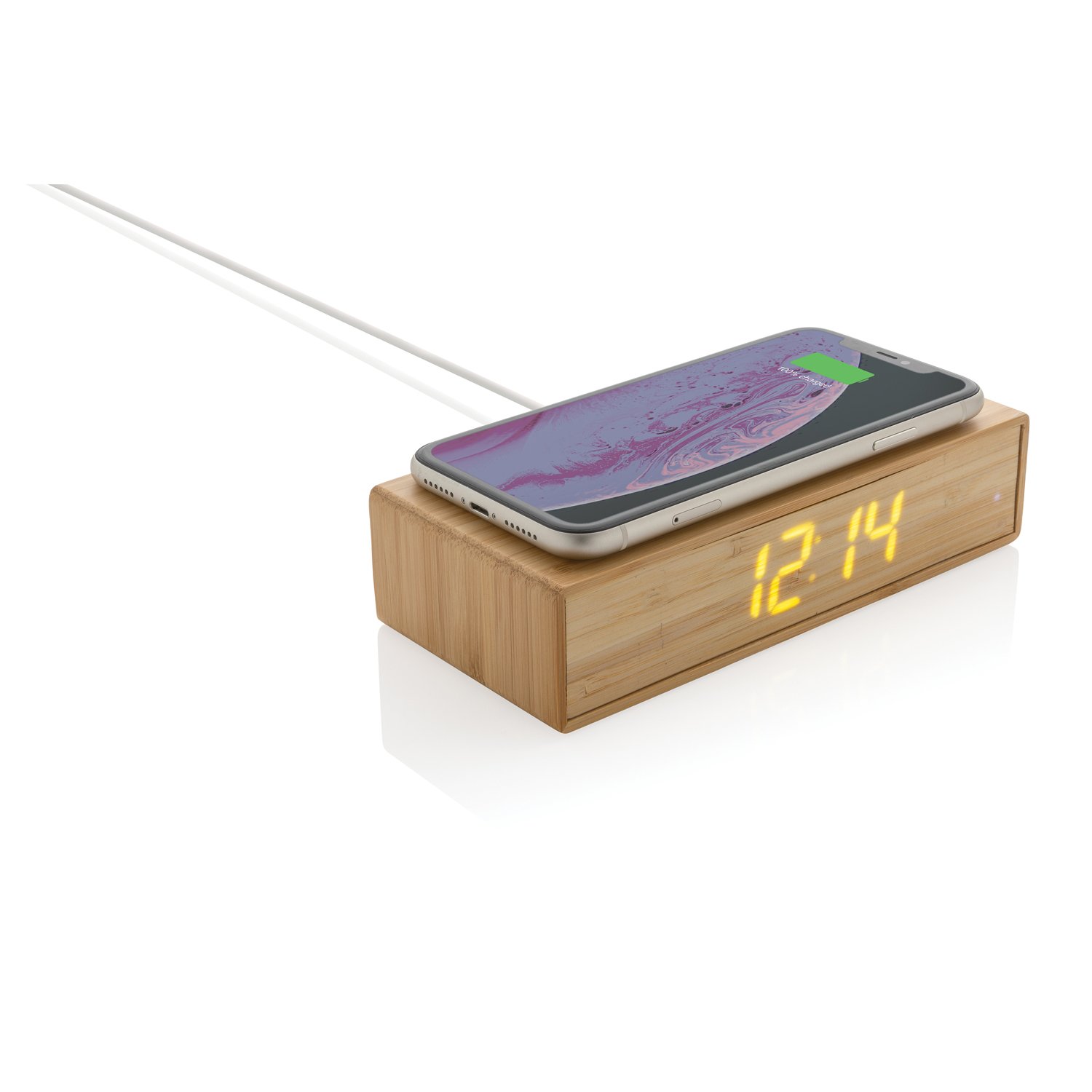 Часы с будильником Bamboo с функцией беспроводной зарядки, 5 Вт_1