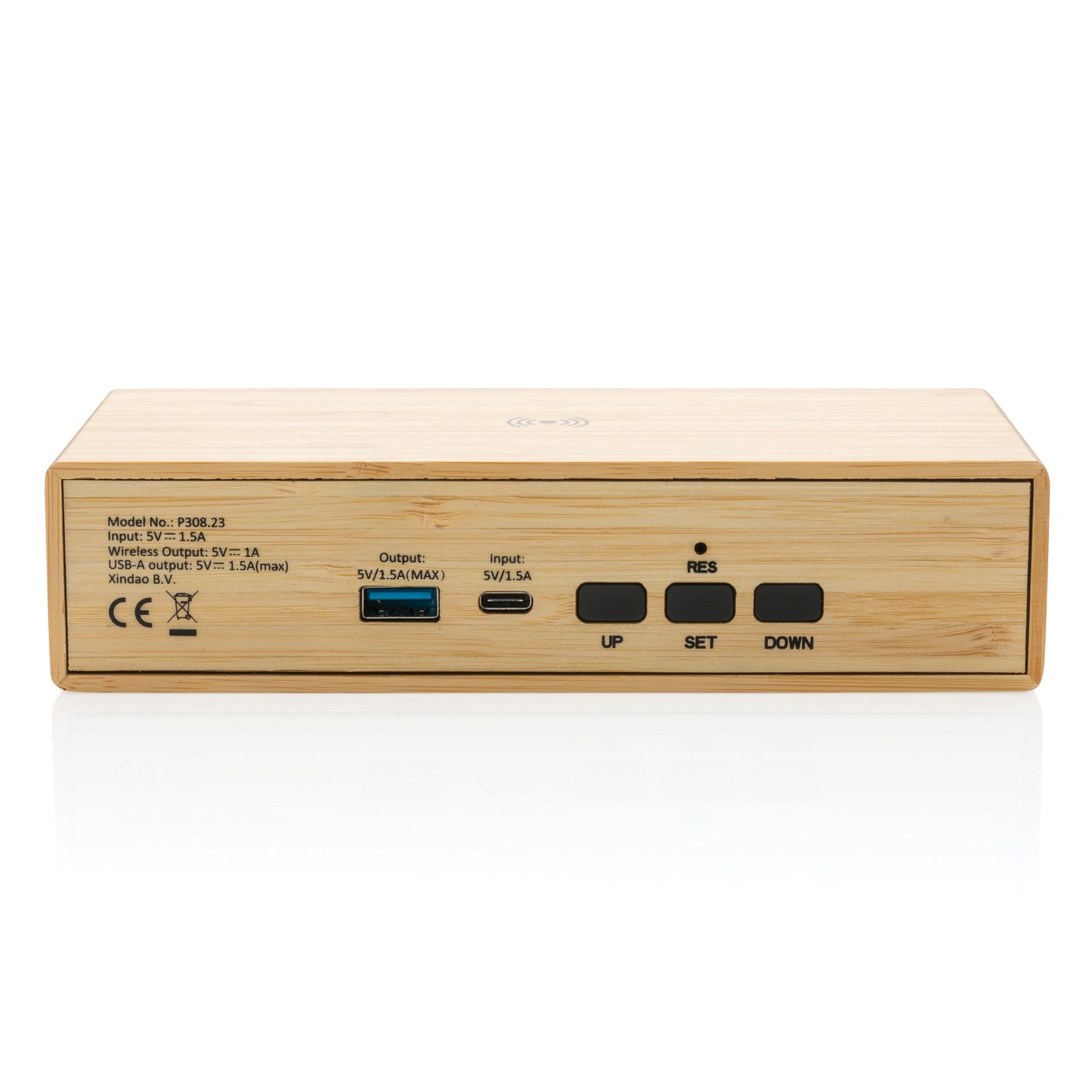 Часы с будильником Bamboo с функцией беспроводной зарядки, 5 Вт_3