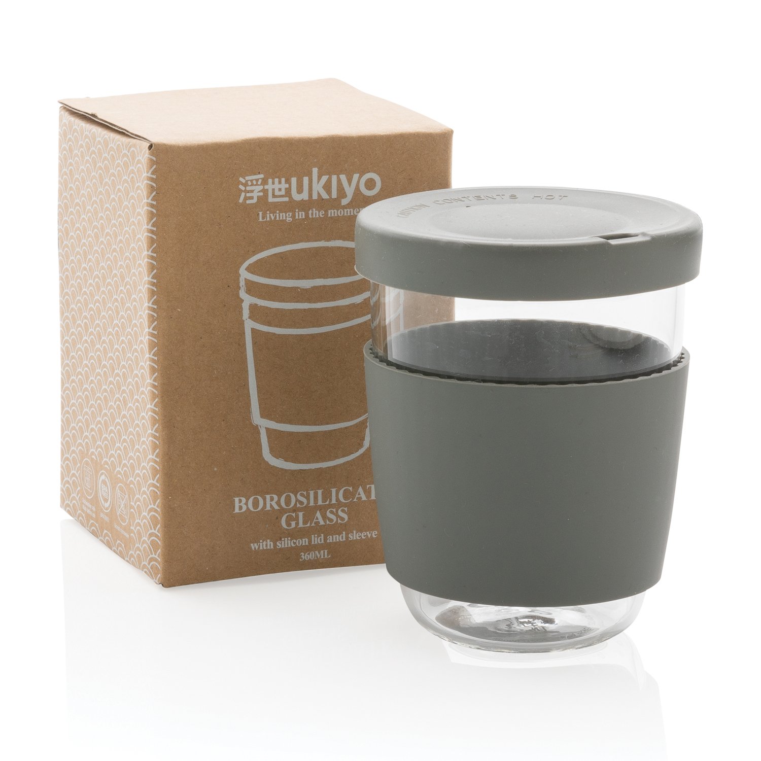 Стакан из боросиликатного стекла Ukiyo с силиконовой крышкой и держателем_7