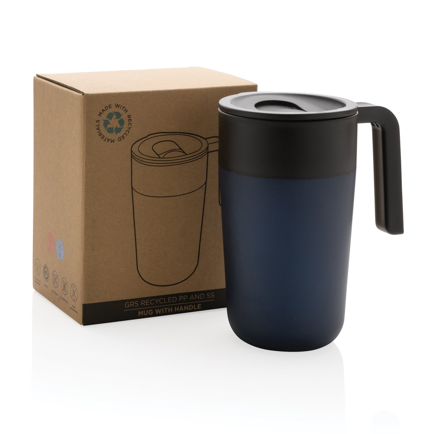 Термокружка из переработанного полипропилена GRS и нержавеющей стали с ручкой, 480 мл_9
