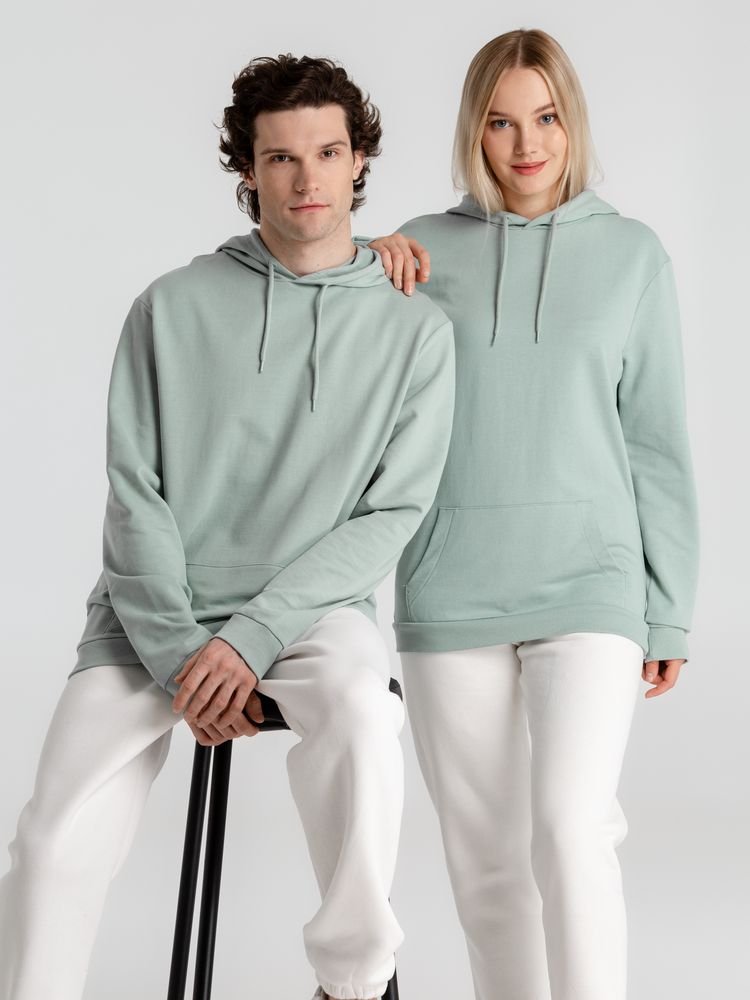 Толстовка с капюшоном унисекс Hoodie, серо-зеленая_12