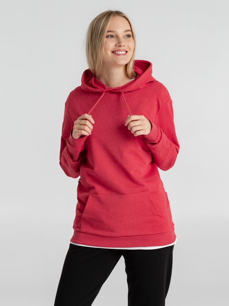 Толстовка с капюшоном унисекс Hoodie, красный меланж_10
