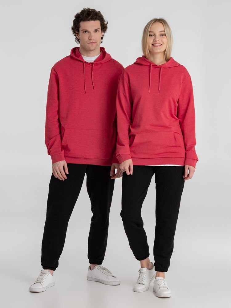 Толстовка с капюшоном унисекс Hoodie, красный меланж_16