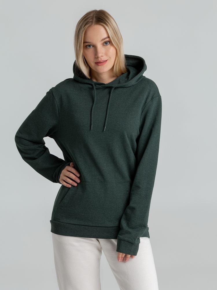 Толстовка с капюшоном унисекс Hoodie, темно-зеленый меланж_5