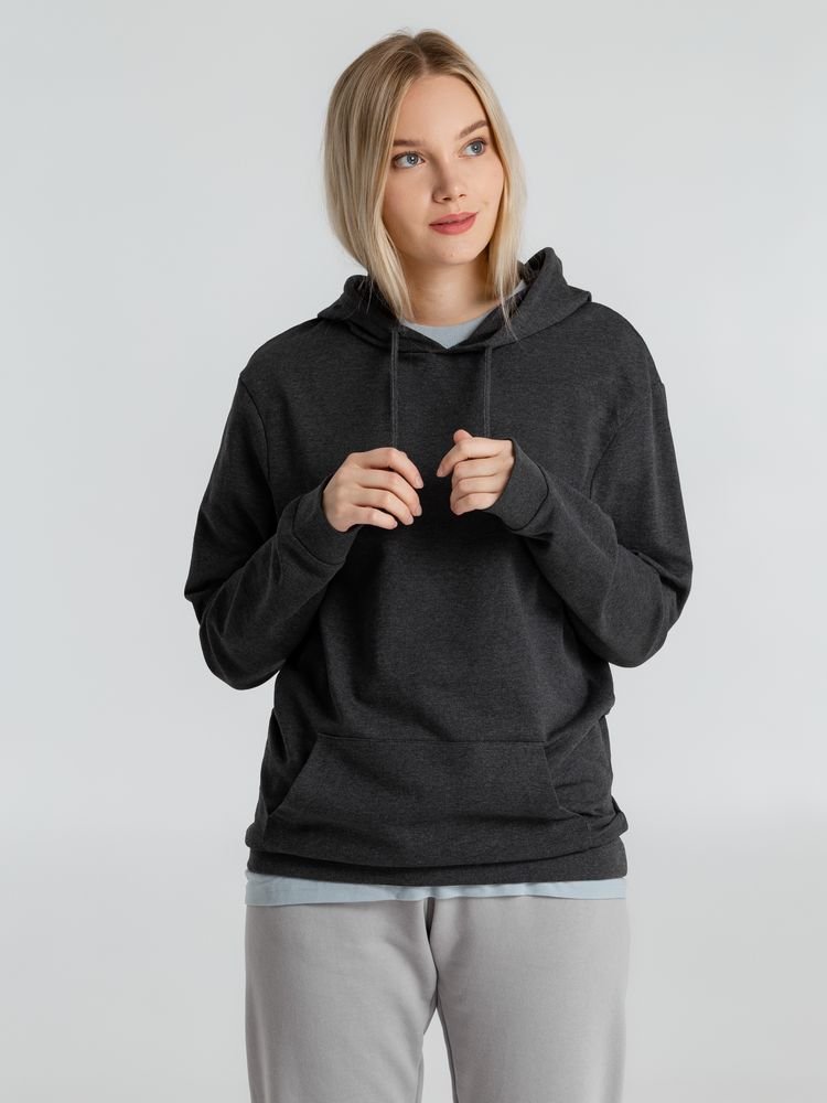 Толстовка с капюшоном унисекс Hoodie, серый меланж (антрацит)_11