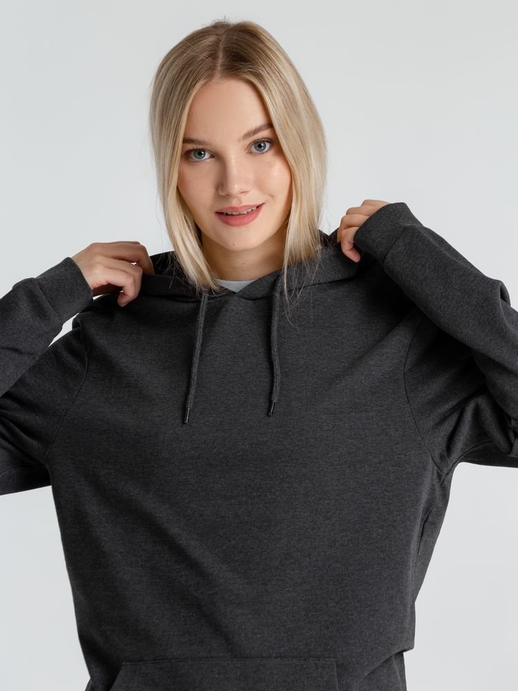 Толстовка с капюшоном унисекс Hoodie, серый меланж (антрацит)_13