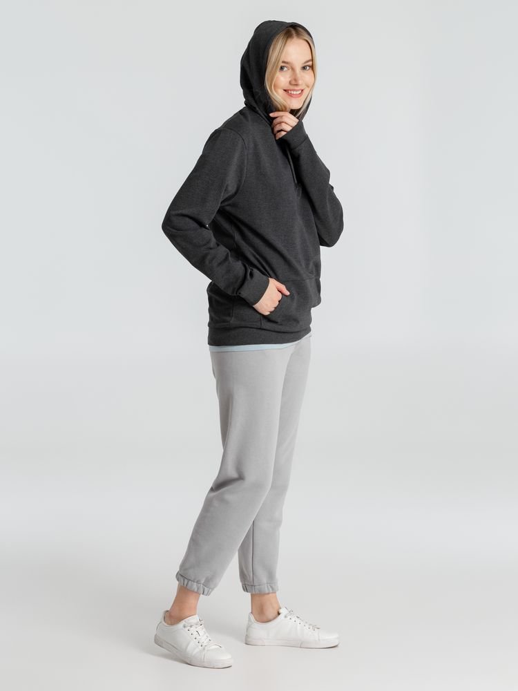 Толстовка с капюшоном унисекс Hoodie, серый меланж (антрацит)_15