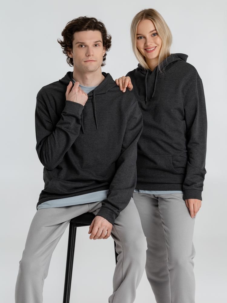 Толстовка с капюшоном унисекс Hoodie, серый меланж (антрацит)_16