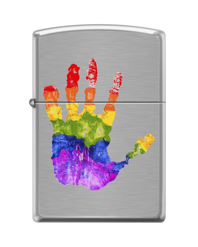 Зажигалка ZIPPO Ладонь с покрытием Brushed Chrome, латунь/сталь, серебристая, матовая, 36x12x56 мм