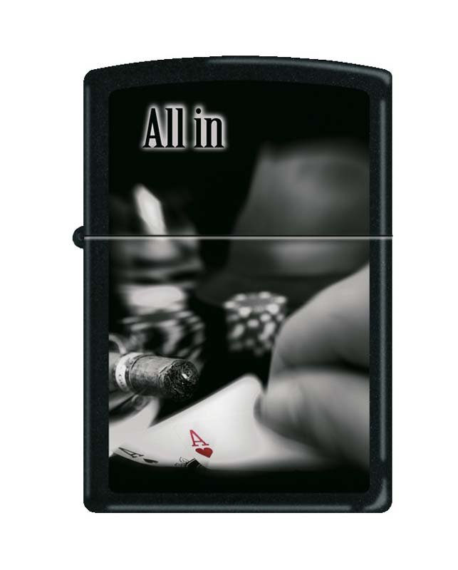 Зажигалка ZIPPO All In с покрытием Black Matte, латунь/сталь, чёрная, матовая, 36x12x56 мм