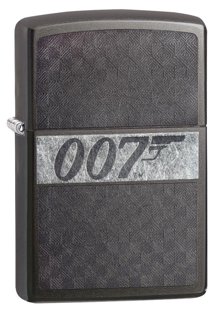 Зажигалка ZIPPO James Bond 007™ с покрытием Black Ice®, латунь/сталь, чёрная, глянцевая, 36x12x56 мм