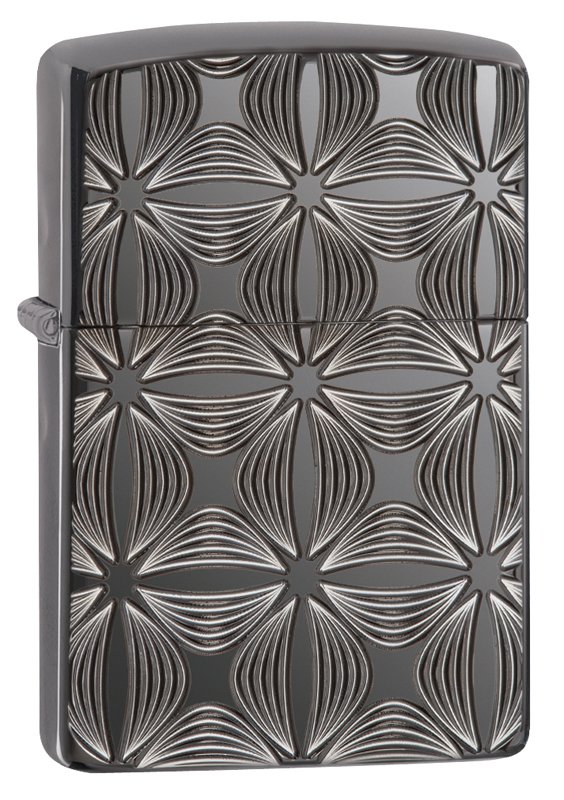 Зажигалка ZIPPO Armor® с покрытием Black Ice®, латунь/сталь, чёрная, глянцевая, 37х13x58 мм