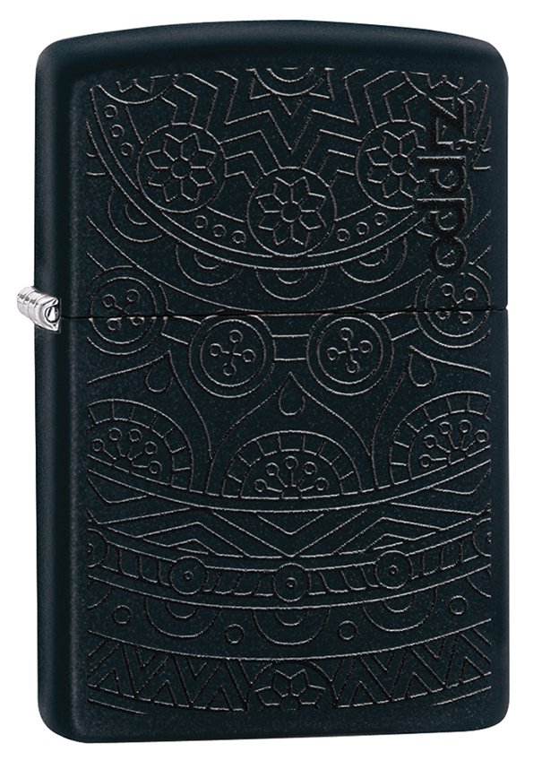 Зажигалка ZIPPO Tone on Tone Design с покрытием Black Matte, латунь/сталь, чёрная, 36x12x56 мм