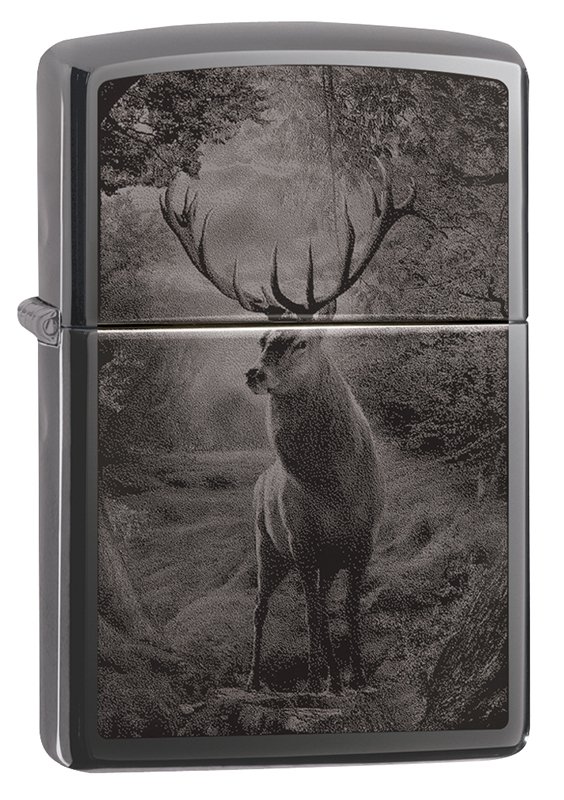 Зажигалка ZIPPO Classic с покрытием Black Ice®, латунь/сталь, чёрная, глянцевая, 36х12х56 мм