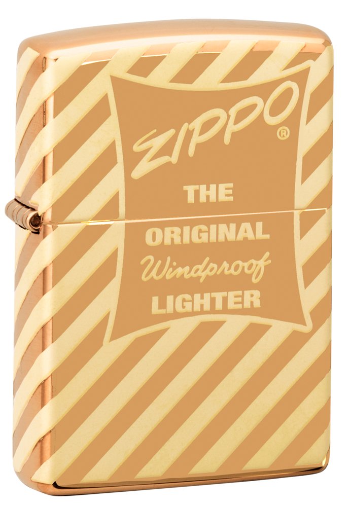 Зажигалка ZIPPO Vintage Box Top с покрытием High Polish Brass, латунь/сталь, золотистая, 36x12x56 мм