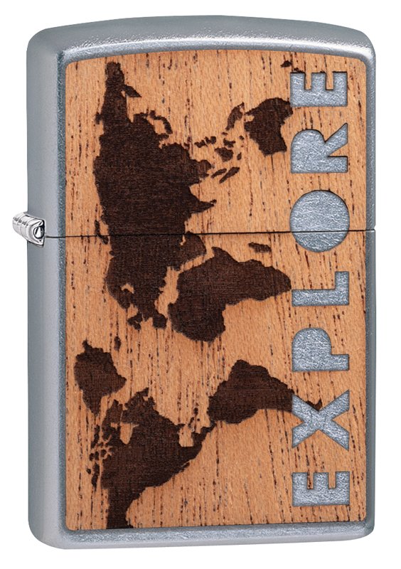 Зажигалка ZIPPO WOODCHUCK с покрытием Street Chrome™, латунь/сталь/дерево, серебристая, 36x12x56 мм