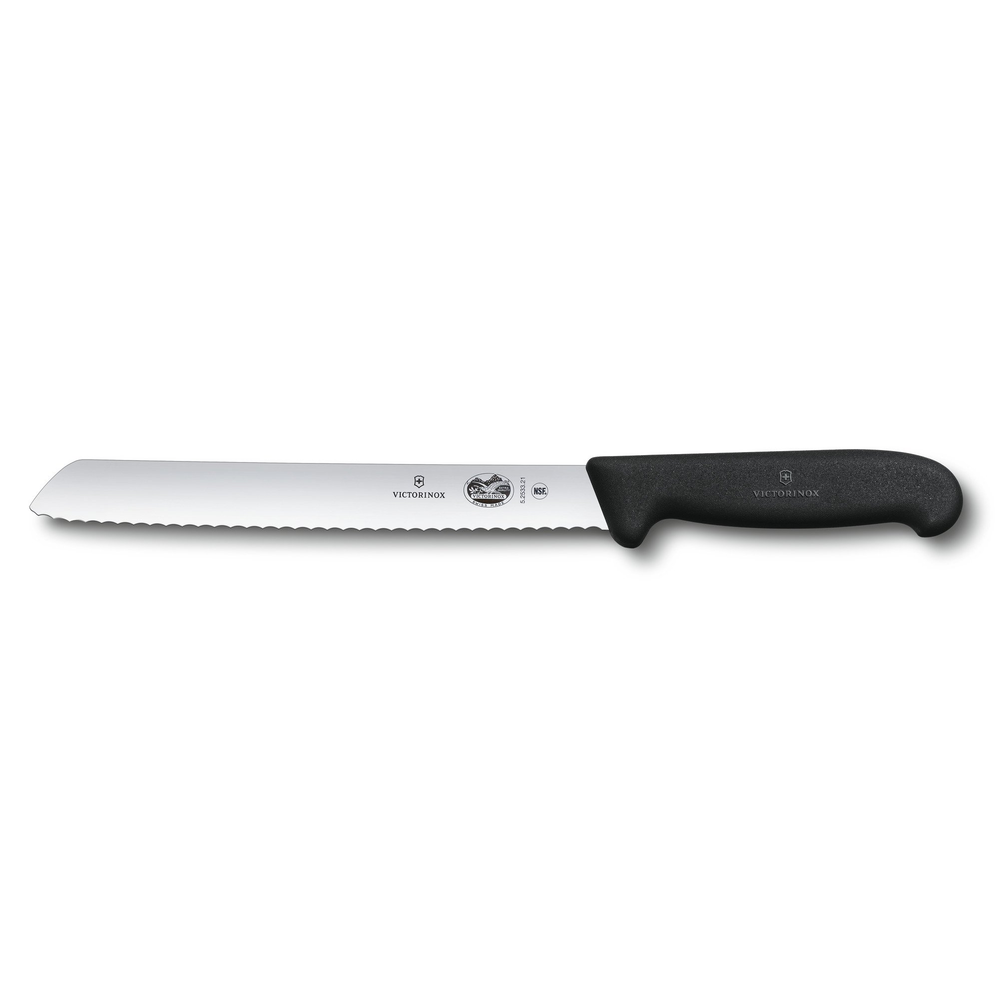 Нож для хлеба VICTORINOX Fibrox с волнистым лезвием 21 см, чёрный