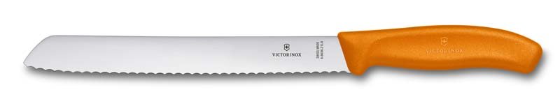 Нож для хлеба VICTORINOX SwissClassic, лезвие 21 см с волнистой заточкой, оранжевый, в блистере