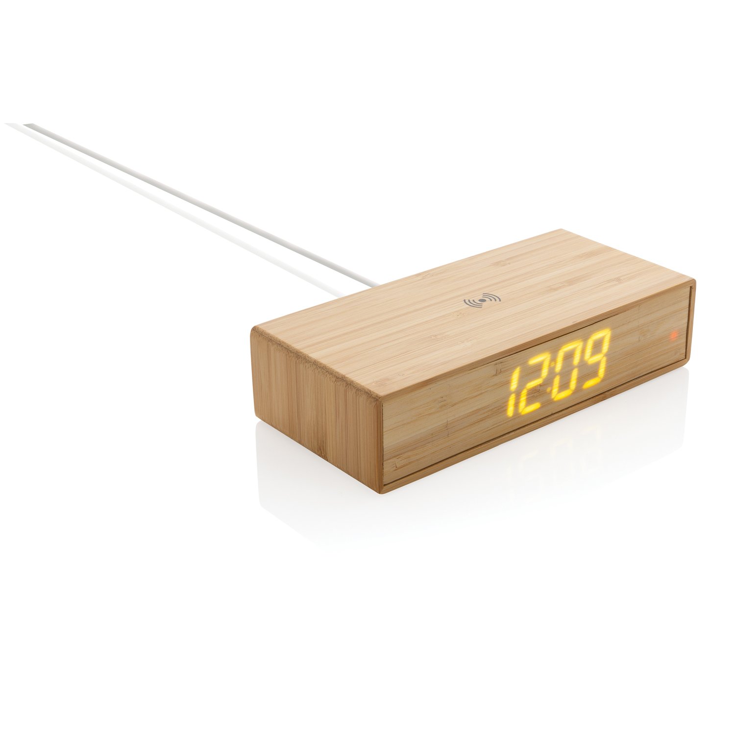 Часы с будильником Bamboo с функцией беспроводной зарядки, 5 Вт